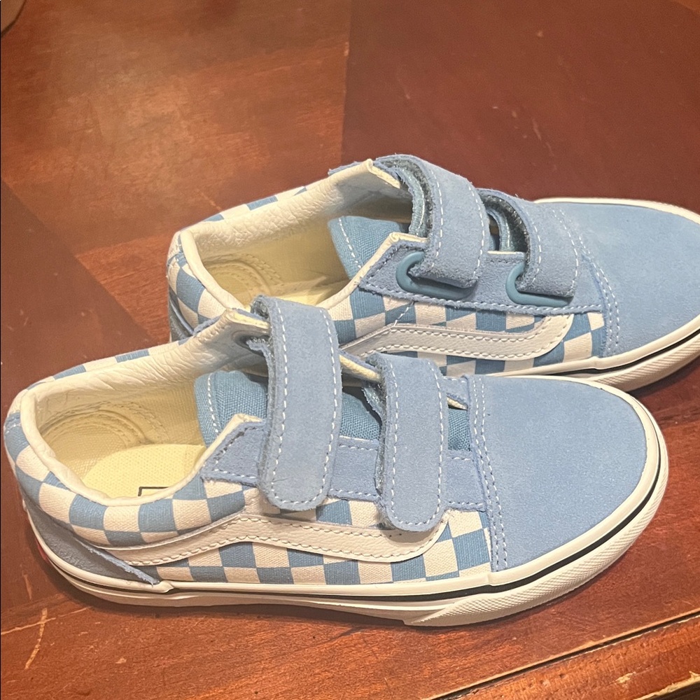 Vans Kids Light Blue Checkered Sneakers
